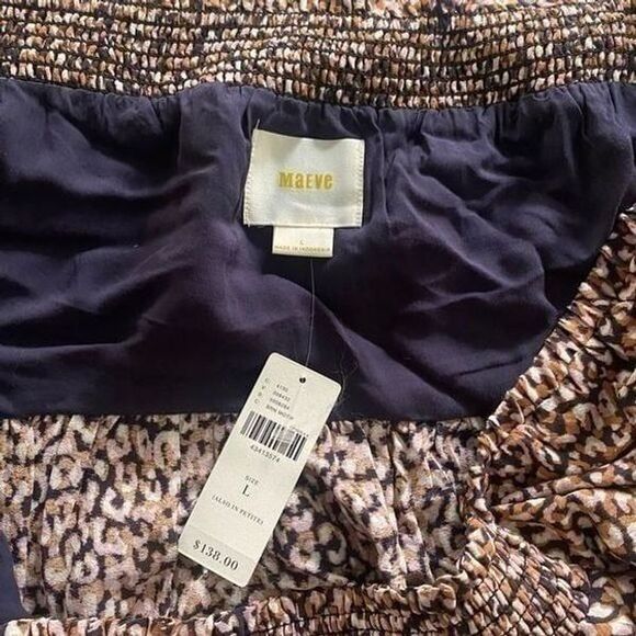 NWT Anthropologie Maeve Large Dress Boho Smocked Leopard Paisley Peasant - Picture 5 of 11